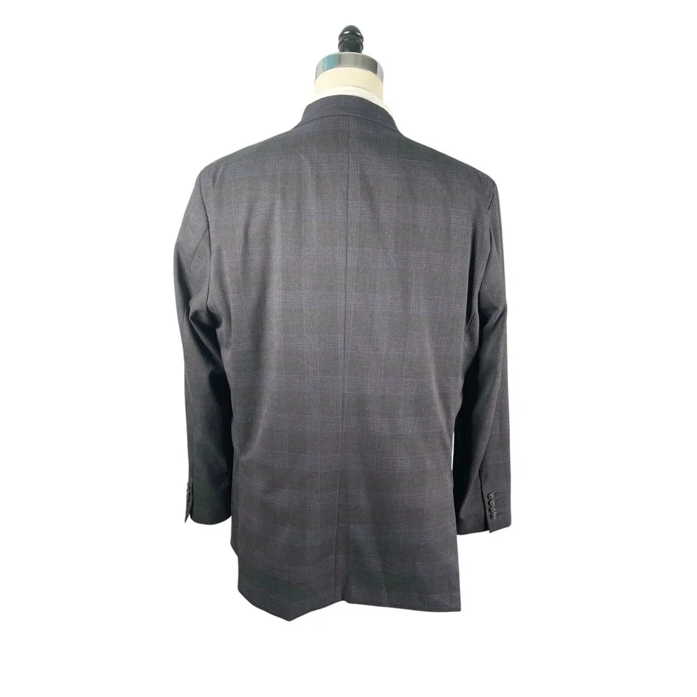 JM Haggar‎ Blazer Suit Separates Mens 46L Tailored Fit Charcoal Blue Plaid